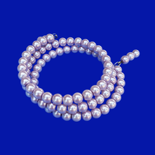 Load image into Gallery viewer, handmade pearl expandable, multi-layer, wrap bracelet, lavender purple or custom color - Bracelets - Pearl Bracelets - Bridal Party Bracelets