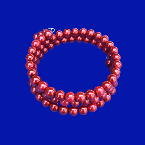 handmade pearl expandable, multi-layer, wrap bracelet, bordeaux red or custom color - Bracelets - Pearl Bracelets - Bridal Party Bracelets