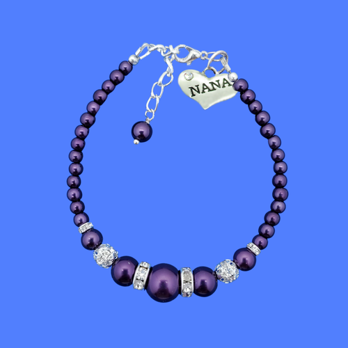 handmade nana pearl and crystal charm bracelet