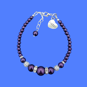 handmade sister pearl and crystal charm bracelet