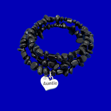 Load image into Gallery viewer, Auntie Bracelet - Auntie Gift Ideas - Auntie Gift, auntie black onyx expandable multi layer wrap charm bracelet