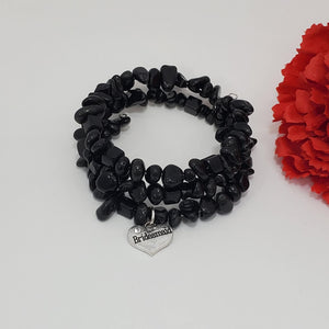 Handmade Bridesmaid Black Onyx expandable multi layer wrap charm bracelet - Bridesmaid Bracelet - Bridesmaid Gift