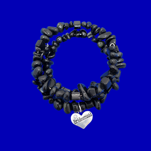 Bridesmaid Bracelet - Bridesmaid Gift - Bridesmaid Black Onyx expandable multi layer wrap charm bracelet