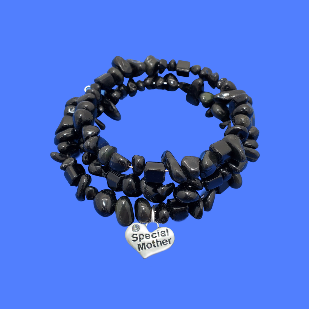 special mother black onyx expandable multi layer wrap charm bracelet