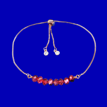 Load image into Gallery viewer, handmade 18k crystal bar bracelet set, red