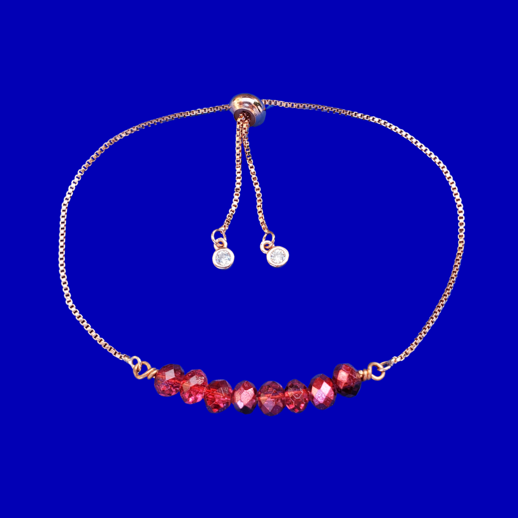 handmade 18k crystal bar bracelet set, red