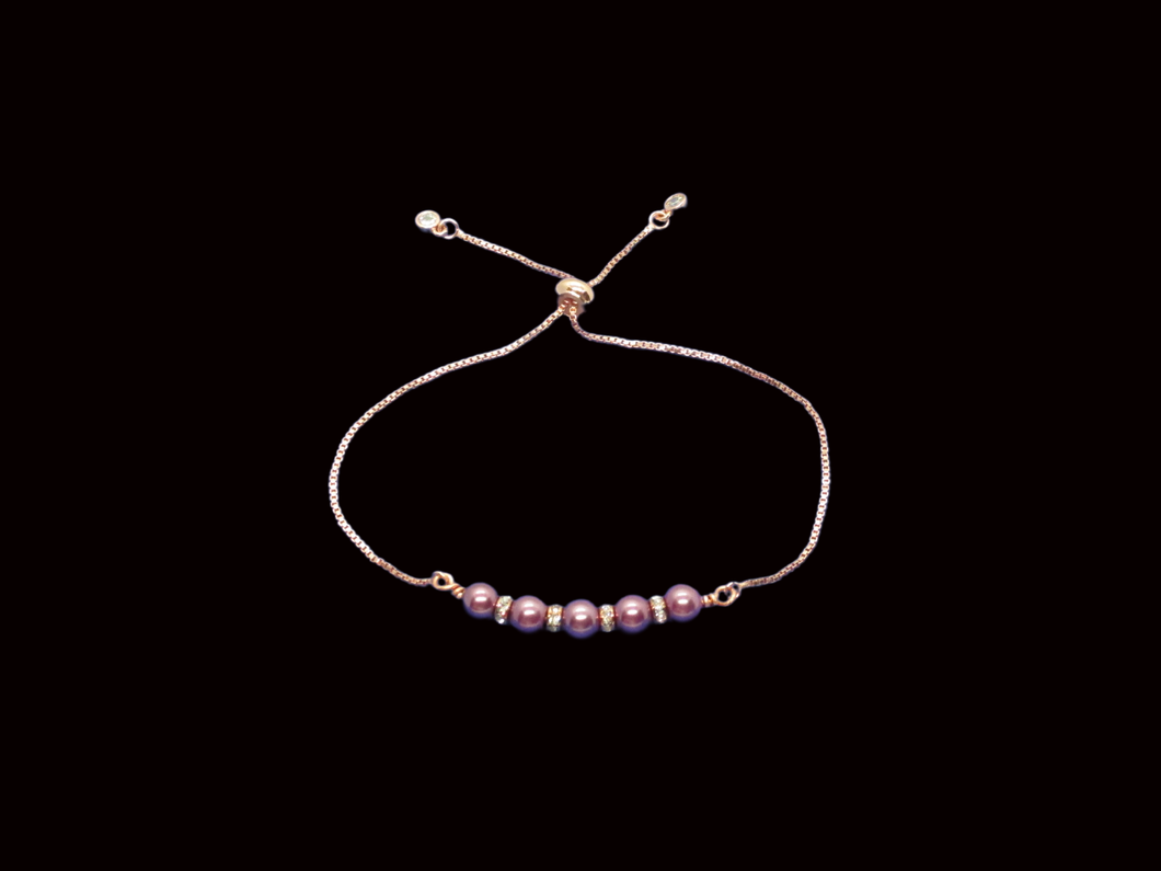 handmade 18k pearl and crystal bar bracelet 