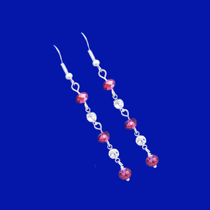 Handmade 18k Crystal Drop Earrings, red or custom color