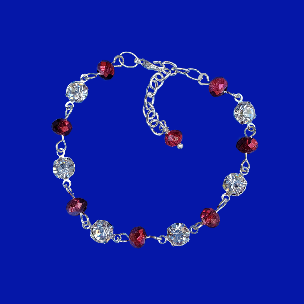 18k Crystal Bracelet, red or custom color - 18k Bracelet - Crystal Bracelet - Bracelet