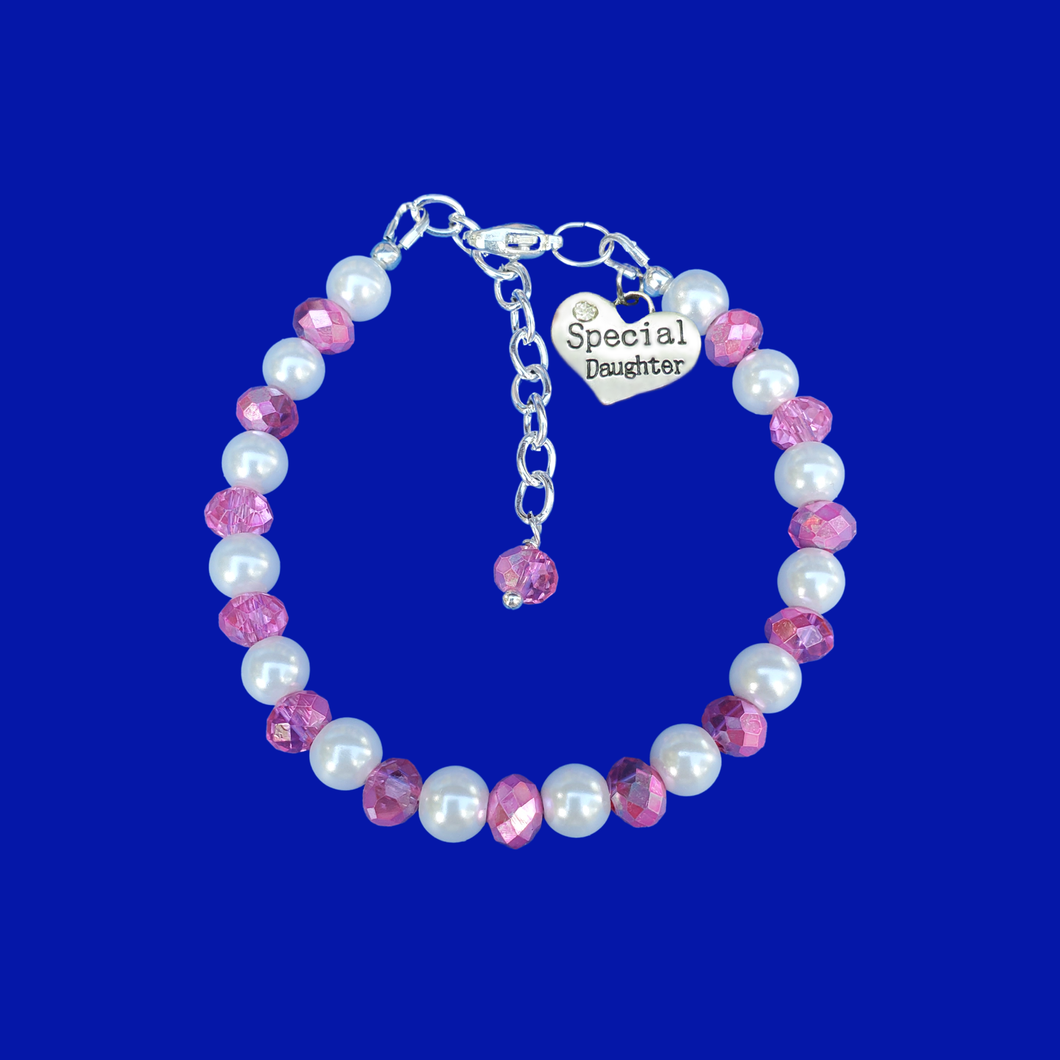 special daughter handmade pearl and crystal charm bracelet