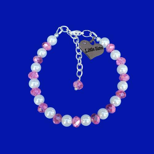 little sister handmade pearl and crystal charm bracelet