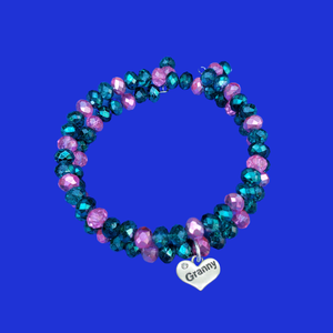 Granny Gift - Granny Present - Granny Mothers Day - granny handmade crystal expandable, multi-layer, wrap charm bracelet