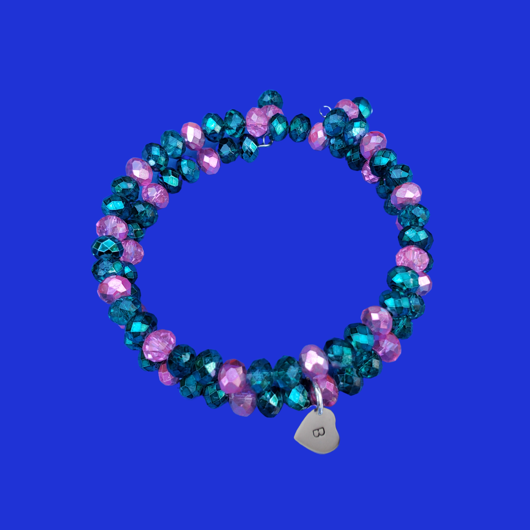 monogram expandable multi layer wrap crystal bracelet, custom colors