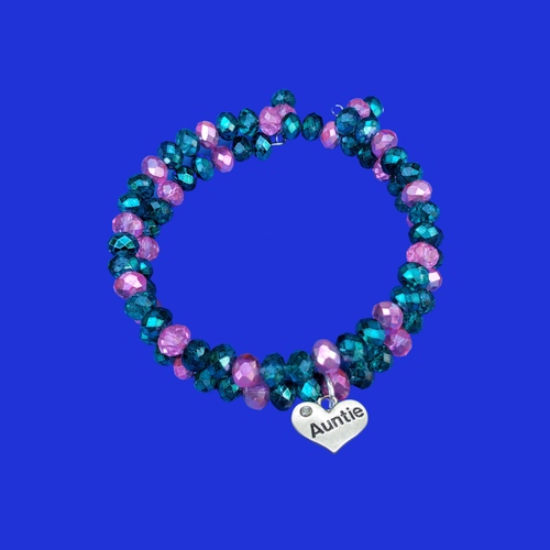 Auntie Charm Bracelet - Auntie Gift - Auntie Gift Ideas, auntie expandable multi layer wrap crystal bracelet, custom colors