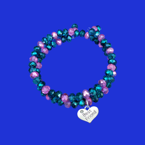 Friend Bracelet - Best Friend Gift - Bracelets, best friend crystal expandable multi layer wrap charm bracelet, custom color