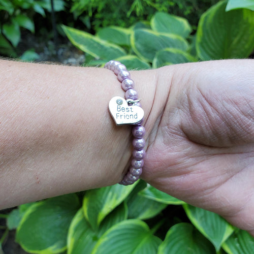 Handmade best friend pearl charm bracelet - lavender purple or custom color - Gift Ideas For Friends - Bracelets - Best Friend Gift