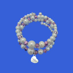 handmade sister pearl and crystal expandable, multi-layer, wrap charm bracelet