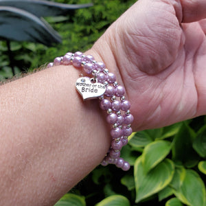 Handmade silver accented pearl Mother of the Bride charm bracelet - lavender purple or custom color - Mother of the Bride Charm Bracelet - Bridal Gifts