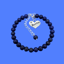 Load image into Gallery viewer, Gifts For My Aunt - Auntie Gift - Auntie Gift Ideas, handmade Auntie (lapis lazuli) dark blue charm bracelet