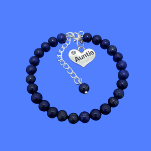 Gifts For My Aunt - Auntie Gift - Auntie Gift Ideas, handmade Auntie (lapis lazuli) dark blue charm bracelet