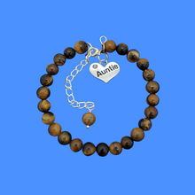 Load image into Gallery viewer, Gifts For My Aunt - Auntie Gift - Auntie Gift Ideas, handmade Auntie (tiger&#39;s eye) shades of brown bracelet