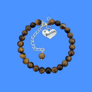 Gifts For My Aunt - Auntie Gift - Auntie Gift Ideas, handmade Auntie (tiger's eye) shades of brown bracelet