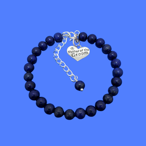 Gifts For Mother In Law - Mother Of The Groom Gift, handmade mother of the groom natural gemstone charm bracelet, dark blue (lapis lazuli) or custom color