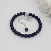 Load image into Gallery viewer, Handmade flower girl natural gemstone charm bracelet - lapis lazuli (blue) or custom color - Flower Girl Gift - Flower Girl Jewelry