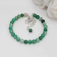 Load image into Gallery viewer, Handmade bride natural gemstone charm bracelet, green fantasy agate (shades of green) or custom color - Bride Bracelet - Bride Jewelry - Bride Gift