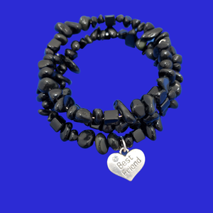 Friend Bracelet - Friendship Gift - Best Friend Gift, handmade best friend black onyx expandable multi layer wrap charm bracelet