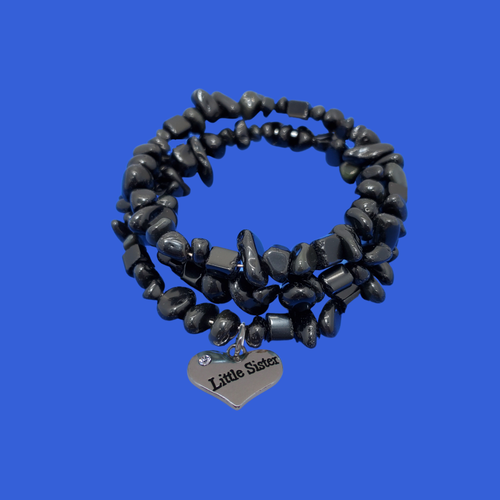 little sister black onyx expandable multi layer wrap charm bracelet
