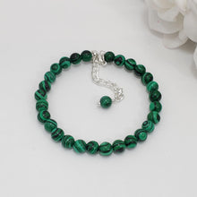 Load image into Gallery viewer, Handmade natural gemstone bracelet - green malachite (shades of green and black) or custom color - Gemstone Bracelets - Bracelets - Gift For Her