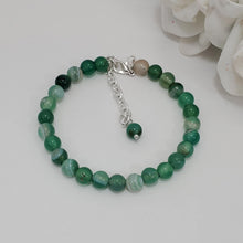 Load image into Gallery viewer, Handmade natural gemstone bracelet - green fantasy agate (shades of green) or custom color - Gemstone Bracelets - Bracelets - Gift For Her