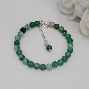 Handmade natural gemstone bracelet - green fantasy agate (shades of green) or custom color - Gemstone Bracelets - Bracelets - Gift For Her