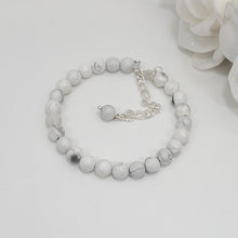 Load image into Gallery viewer, Handmade natural gemstone bracelet - white howlite (shades of white and grey) or custom color - Gemstone Bracelets - Bracelets - Gift For Her