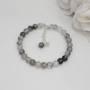 Handmade natural gemstone bracelet - ghost crystals (shades of grey) or custom color - Gemstone Bracelets - Bracelets - Gift For Her