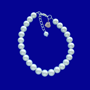 Handmade monogram pearl charm bracelet - white or custom color - Monogram Pearl Bracelet - Letter Bracelet - Bracelets 