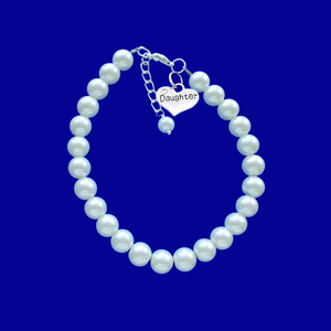 Daughter Gift - Birthday Ideas For Daughter - handmade daughter pearl charm bracelet, white or custom color