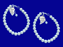 Load image into Gallery viewer, Handmade best friends pearl charm bracelets, Set of 2 - bordeaux red or custom color - Best Friend Bracelet-Friend Jewelry-Best Friend Gift