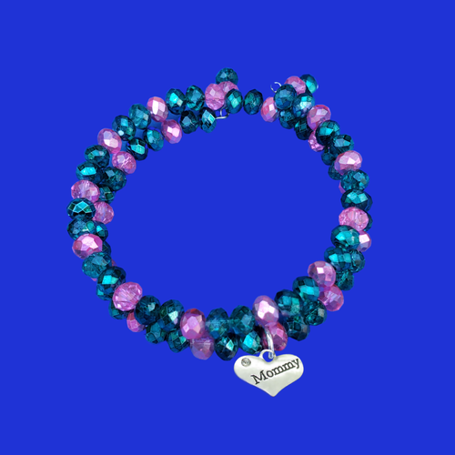 mommy crystal expandable multi layer wrap charm bracelet, custom color