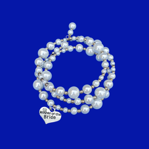 Mother of the Bride Expandable Multi-Layer Wrap Pearl Charm Bracelet