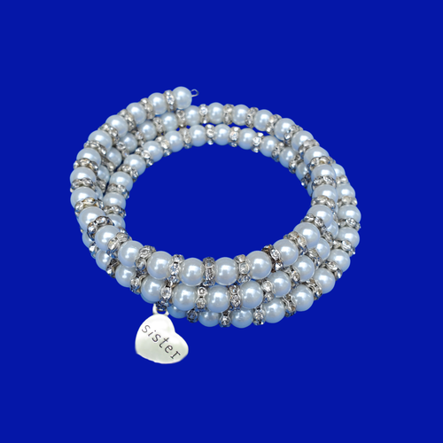 Sister Expandable Multi-Layer Wrap Pearl Crystal Rhinestone Charm Bracelet