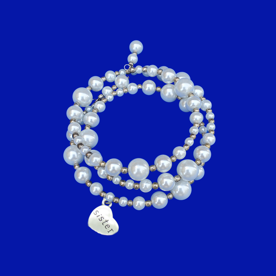 Sister Expandable Multi-Layer Wrap Pearl Charm Bracelet