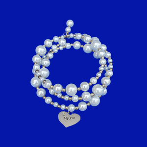 Mum Expandable Multi-Layer Wrap Pearl Charm Bracelet