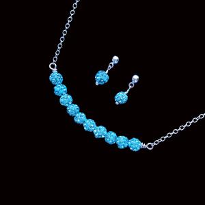 Bridal Jewelry Set - Necklace And Earring Set - A handmade pearl and crystal expandable, multi-layer, wrap bracelet accompanied by a pair of drop earrings. This stunning jewelry set will make gorgeous bridal party gifts for your bridesmaids! aquamarine blue or custom color