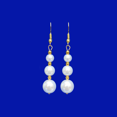 Pearl Earrings - Drop Earrings - Earrings, gold accented pearl drop earrings, custom color