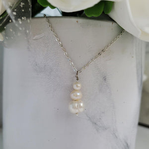 Handmade fresh water pearl drop necklace accompanied by a pair of dangle stud earrings - Necklace And Earring Set - Bride And Bridesmaid Gifts