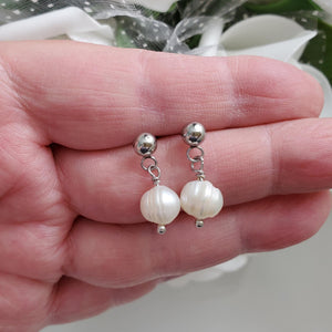 Handmade fresh water pearl drop necklace accompanied by a pair of dangle stud earrings - Necklace And Earring Set - Bride And Bridesmaid Gifts