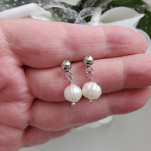 Load image into Gallery viewer, Handmade fresh water pearl dangling stud earrings - Fresh Water Pearl Set - Jewelry Sets - Bridal Sets