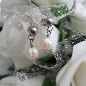 Handmade fresh water pearl dangling stud earrings - Fresh Water Pearl Set - Jewelry Sets - Bridal Sets